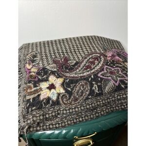 Wool Floral & Paisley Embroidered Women's Scarf Dark Moody Academia 68" x 25"